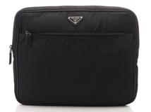 PRADA プラダ ラップトップケース クラッチバッグ パソコンケース ナイロン レザー ブラック【473】