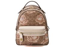 COACH　コーチ　シグネチャーローズプリント　リュックサック　ブラウン/アイボリー　【205】　2146000354267