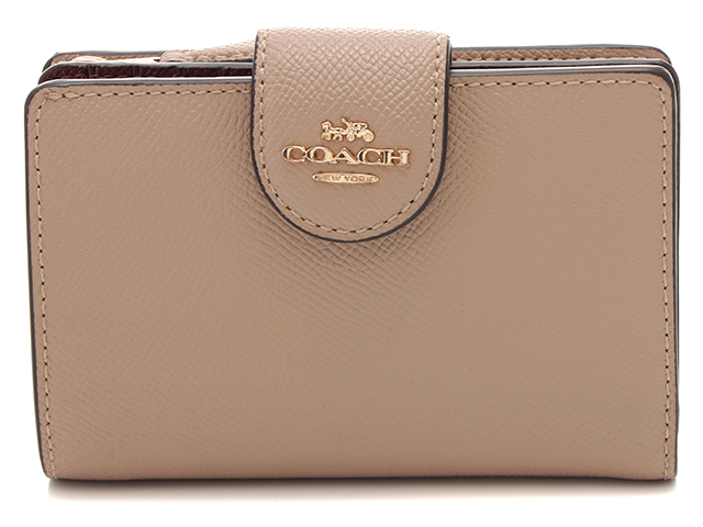 COACH コーチ ミディアムコーナー ジップウォレット ベージュ