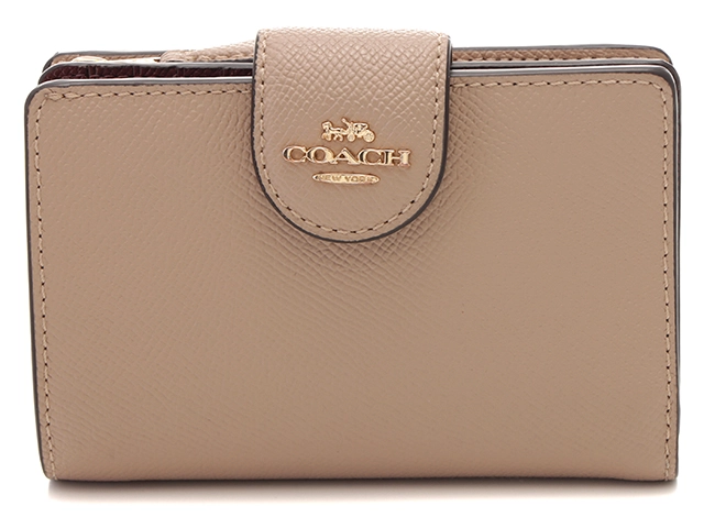 COACH コーチ ミディアムコーナー ジップウォレット ベージュ レザー ...