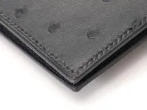 HERMES　エルメス　小物　二つ折り財布　ベアンコンパクト　ブルーニュイ・GP金具　オーストリッチ　C刻印・2018年頃製造　【472】HA