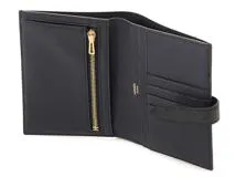 HERMES　エルメス　小物　二つ折り財布　ベアンコンパクト　ブルーニュイ・GP金具　オーストリッチ　C刻印・2018年頃製造　【472】HA