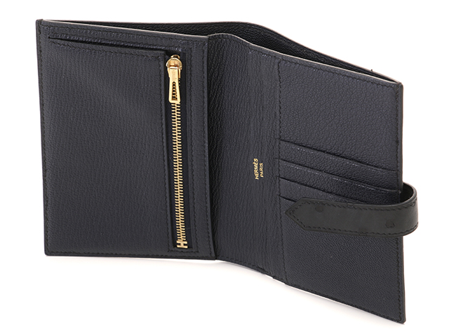 HERMES エルメス 小物 二つ折り財布 ベアンコンパクト ブルー