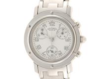 HERMES 　エルメス　時計　クリッパークロノ　CL1.310　クオーツ　ステンレス　白文字盤　ステンレススチール　女性用（2146000372377）【200】