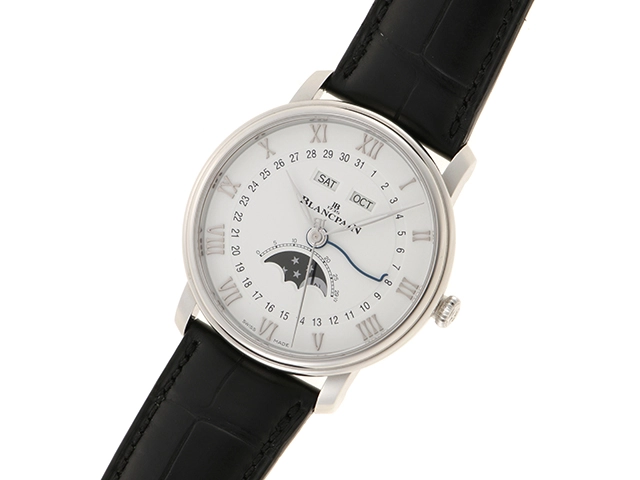 2023日本正規品　BLANCPAIN　ブランパン　時計　ヴィルレ ムーンフェイズ コンプリートカレンダー　6654-1127-55B　自動巻き　SS/カワ　ホワイト文字盤　日常生活防水　男性用 （2146000372926）【200】