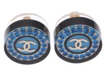 CHANEL　シャネル　ココマークピアス ブルー プラスチック　【471】　Y