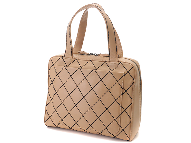 CHANEL シャネル ハンドルバッグ ワイルドステッチ ベージュ・BSV