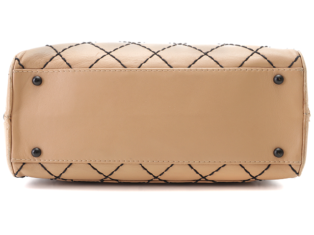 CHANEL ベージュ レザー ハンドバッグ CHANEL - CHANEL シャネル ハンドバッグ ミニボストンバッグ キャビア