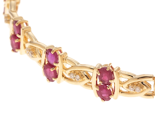 JEWELRY ジュエリー ブレスレット K18イエローゴールド ルビー6.00 /ダイヤモンド0.28 18.8g 2146000381157 【472】H