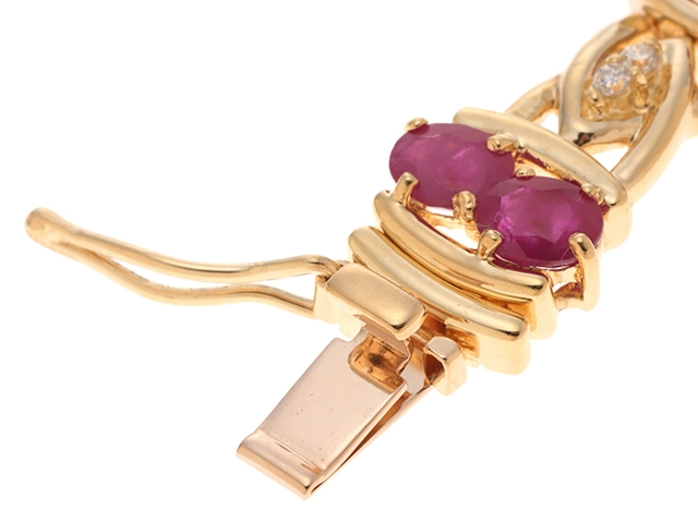JEWELRY ジュエリー ブレスレット K18イエローゴールド ルビー6.00 /ダイヤモンド0.28 18.8g 2146000381157 【472】H
