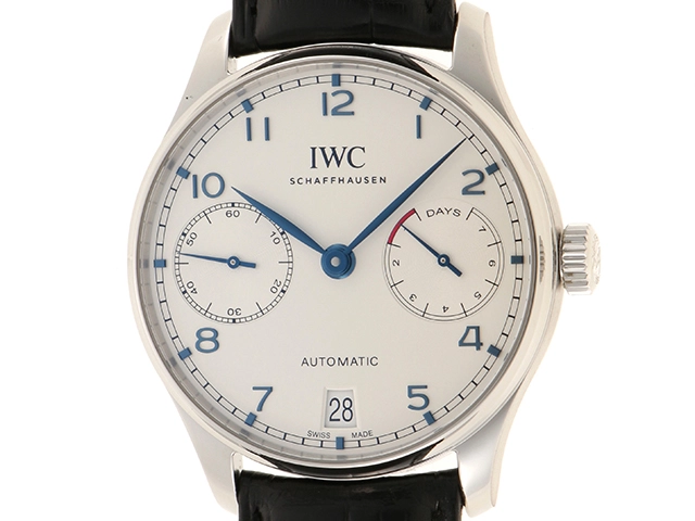 IWC インターナショナルウォッチカンパニー 腕時計 ポルトギーゼ・オートマティック IW500705 ホワイト文字盤 ステンレススティール/アリゲーター 自動巻き 並行品【472】SJ