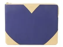 CELINE　 セリーヌ 　クラッチバッグ/ポーチ　 バイカラー　ブルー /ベージュ　カーフ　【472】KS