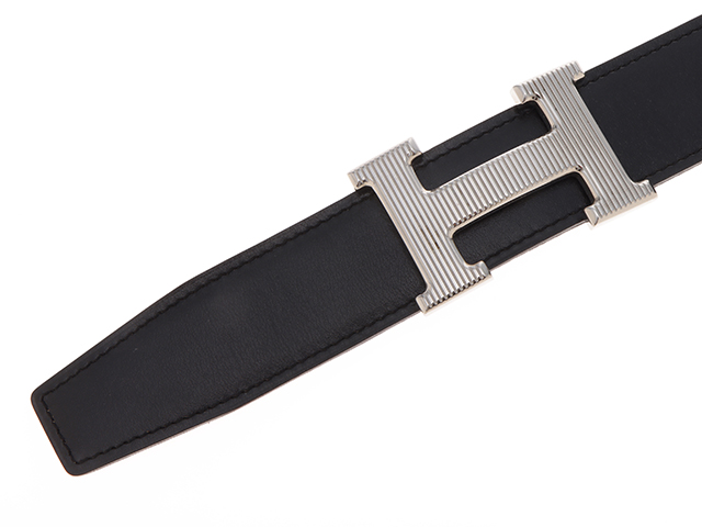 HERMES エルメス Hストリエ リバーシブルベルト ブラック