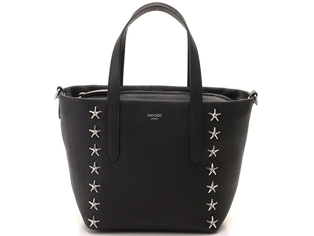 JIMMY CHOO ジミーチュウ スタースタッズ2WAYバッグ ブラック カーフ ...