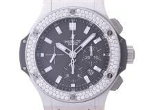 HUBLOT　ウブロ　腕時計　ビッグバン アールグレイ ダイヤベゼル　SS×革×TI×ラバー　グレー文字盤　301.ST.5020.GR.1104　2146000389009【437】