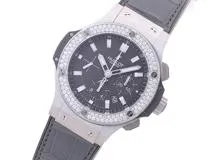 HUBLOT　ウブロ　腕時計　ビッグバン アールグレイ ダイヤベゼル　SS×革×TI×ラバー　グレー文字盤　301.ST.5020.GR.1104　2146000389009【437】