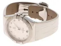 OMEGA オメガ コンステレーション 35MM 123.13.35.60.52.001 SS ステンレススチール  レザーストラップ ホワイト 11P ダイヤモンド クォーツ キャリバー1532 【460】2146000393860