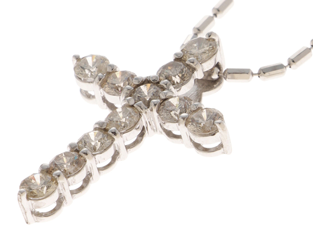 ピンクダイヤモンド クロスネックレス K18WG 8.2g