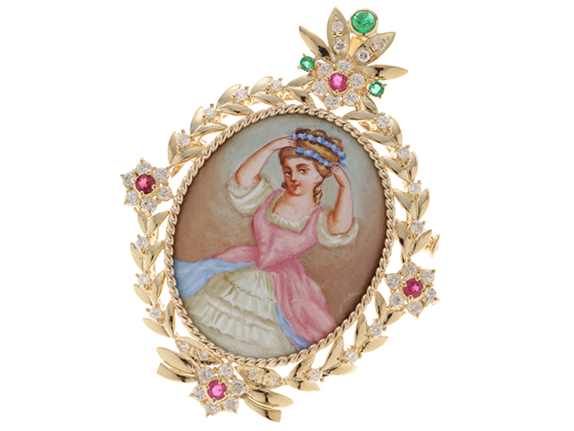 ブローチk18 と石と細かなジュエリー