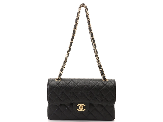 CHANEL シャネル マトラッセWフラップチェーンショルダー 23cm ショルダーバッグ マトラッセ ブラック ゴールド金具  キャビアスキン【434】 の購入なら「質」の大黒屋（公式）