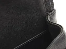 CHANEL シャネル マトラッセWフラップチェーンショルダー 23cm ショルダーバッグ マトラッセ ブラック ゴールド金具 キャビアスキン【434】