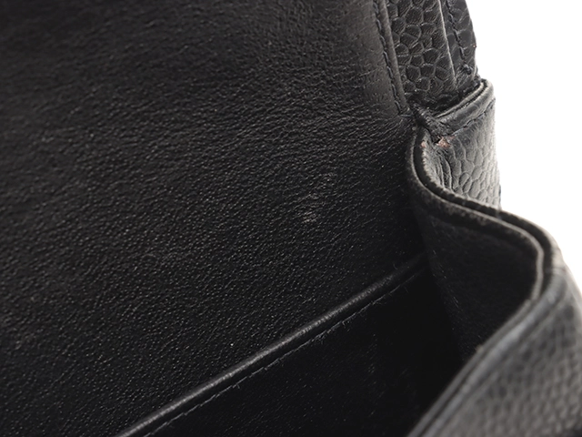 CHANEL シャネル マトラッセWフラップチェーンショルダー 23cm ショルダーバッグ マトラッセ ブラック ゴールド金具 キャビアスキン【434】