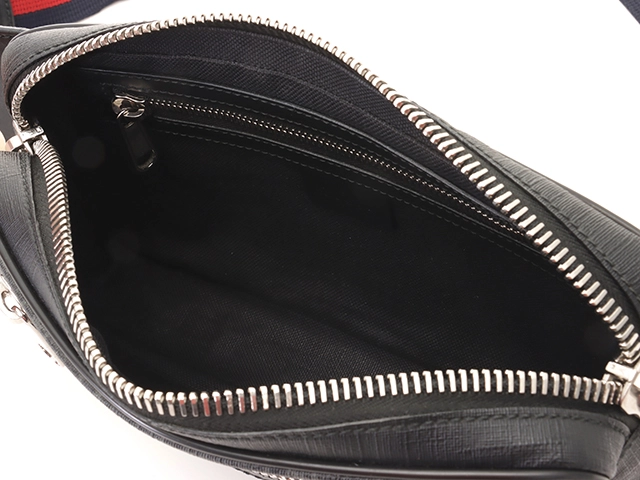 GUCCI　グッチ　タイガー　GGスプリーム　ウエストバッグ　ブラック　PVC/レザー【433】