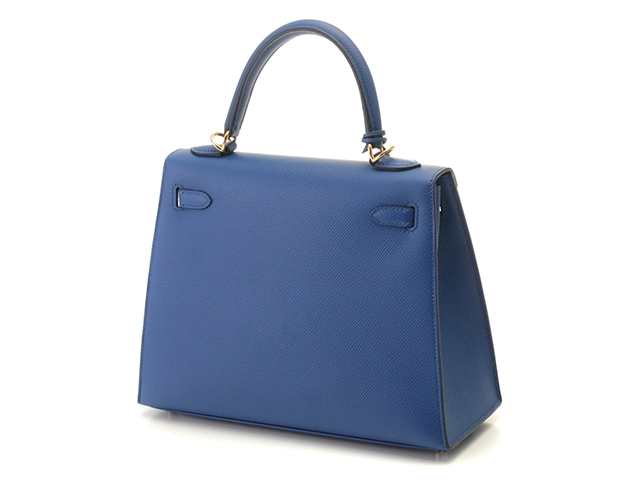 HERMES エルメス ハンドバッグ ケリー25 ブルーフランス ヴォーエププソン ゴールド金具 Z刻印 2146000402210【430】