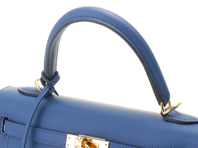 HERMES エルメス ハンドバッグ ケリー25 ブルーフランス ヴォーエププソン ゴールド金具 Z刻印 2146000402210【430】