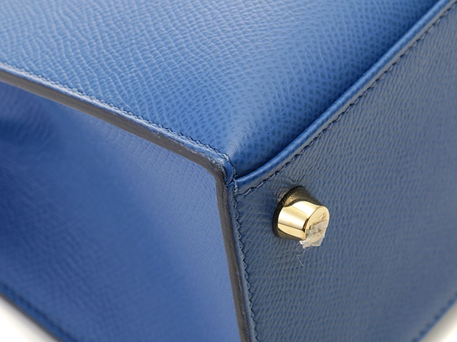 HERMES エルメス ハンドバッグ ケリー25 ブルーフランス ヴォーエププソン ゴールド金具 Z刻印 2146000402210【430】