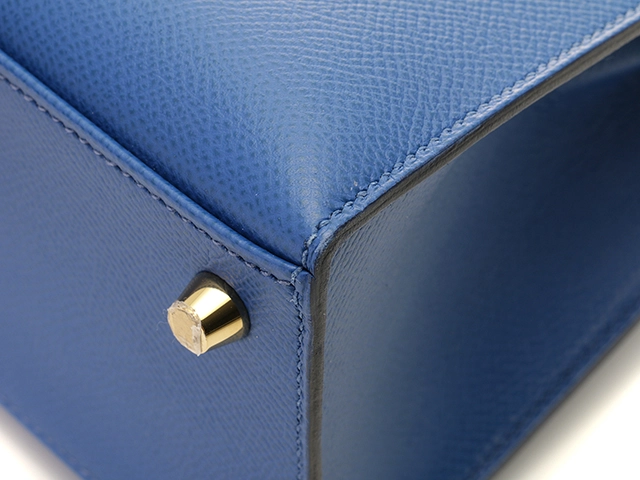 HERMES エルメス ハンドバッグ ケリー25 ブルーフランス ヴォーエププソン ゴールド金具 Z刻印 2146000402210【430】