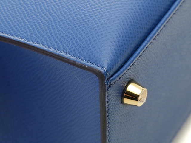 HERMES エルメス ハンドバッグ ケリー25 ブルーフランス ヴォーエププソン ゴールド金具 Z刻印 2146000402210【430】