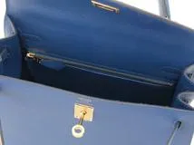 HERMES エルメス ハンドバッグ ケリー25 ブルーフランス ヴォーエププソン ゴールド金具 Z刻印 2146000402210【430】