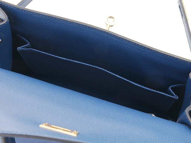 HERMES エルメス ハンドバッグ ケリー25 ブルーフランス ヴォーエププソン ゴールド金具 Z刻印 2146000402210【430】