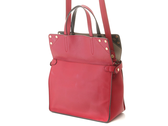 FENDI　フェンディ　フリップ　2wayバッグ　レッド/ベージュ　カーフ【431】2146000404313