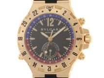 BVLGARI ブルガリ 腕時計 ディアゴノ プロフェッショナル GMT GMT40G K18イエローゴールド/ラバー ブラック文字盤 自動巻き【472】SJ