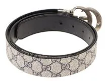 新品同様 Gucci ダブルGロゴ ベルト ベージュと黒 約95cm ダブルG リバーシブル ベルト ・ベージュ＆エボニー GGスプリーム