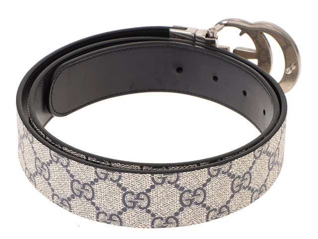 GUCCI グッチ ダブルG リバーシブルベルト ベージュ/ネイビー 90 GG
