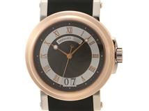 Breguet ブレゲ 腕時計 2010年並行品 マリーンII ラージデイト K18ピンクゴールド/ホワイトゴールド/ラバー グレー／シルバー文字盤 自動巻き【472】SJ