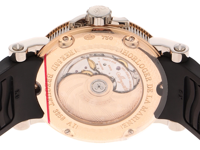 Breguet ブレゲ 腕時計 2010年並行品 マリーンII ラージデイト K18ピンクゴールド/ホワイトゴールド/ラバー グレー／シルバー文字盤 自動巻き【472】SJ