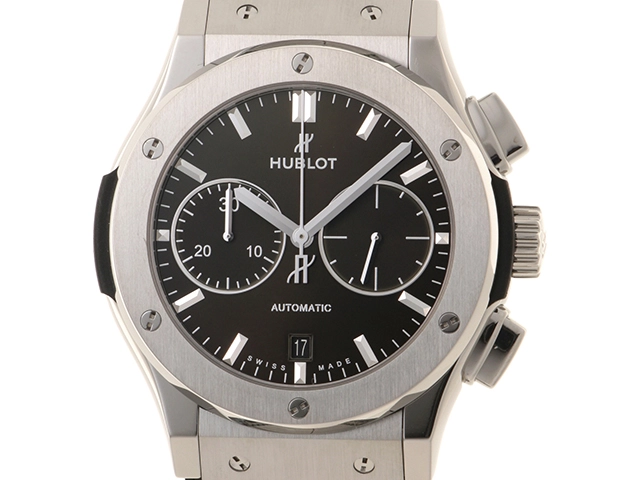 HUBLOT　ウブロ　時計　クラシックフュージョン　クロノ　521.NX.8970.LR　メンズ　自動巻き　TI/レザー/ラバー　グリーン文字盤【431】2146000413506