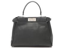 FENDI フェンディ セレリア ピーカブーアイコニック ミディアム 8BN290 グレー/SV レザー 【460】2146000413759