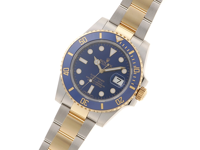 2014年並行品 ROLEX ロレックス サブマリーナー デイト 116613LB ブルー文字盤 セラミック/ステンレス/イエローゴールド 自動巻き【472】SJ