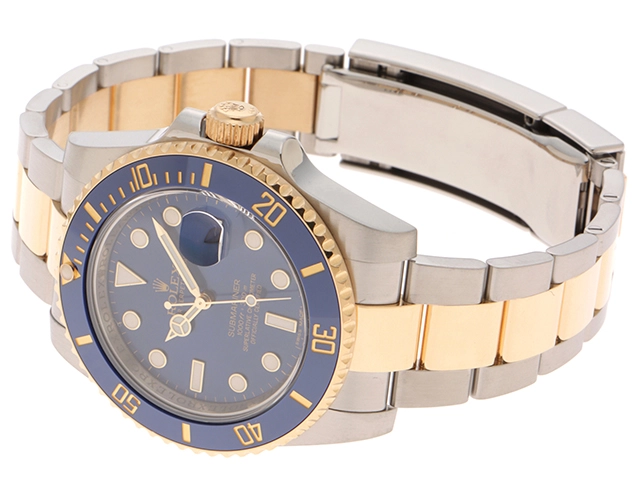 2014年並行品 ROLEX ロレックス サブマリーナー デイト 116613LB ブルー文字盤 セラミック/ステンレス/イエローゴールド 自動巻き【472】SJ