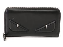 FENDI フェンディモンスター ラウンド長財布 ブラック カーフ【472】YN