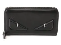 FENDI フェンディモンスター ラウンド長財布 ブラック カーフ【472】YN