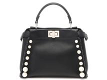 FENDI　フェンディ　ミニ ピーカブー　8BN244 A1F7 F0GXN　ブラック　カーフ/フェイクパール　2WAYショルダーバッグ【207】214600416057