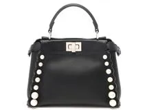 FENDI　フェンディ　ミニ ピーカブー　8BN244 A1F7 F0GXN　ブラック　カーフ/フェイクパール　2WAYショルダーバッグ【207】214600416057