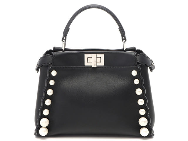 FENDI　フェンディ　ミニ ピーカブー　8BN244 A1F7 F0GXN　ブラック　カーフ/フェイクパール　2WAYショルダーバッグ【207】214600416057