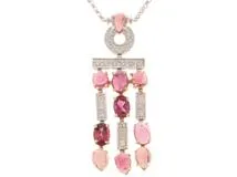 JEWELRY ノンブランドジュエリー ネックレス K18イエローゴールド/ホワイトゴールド マルチカラー17.82/ダイヤモンド0.48  重さ約17.6g 【472】YK